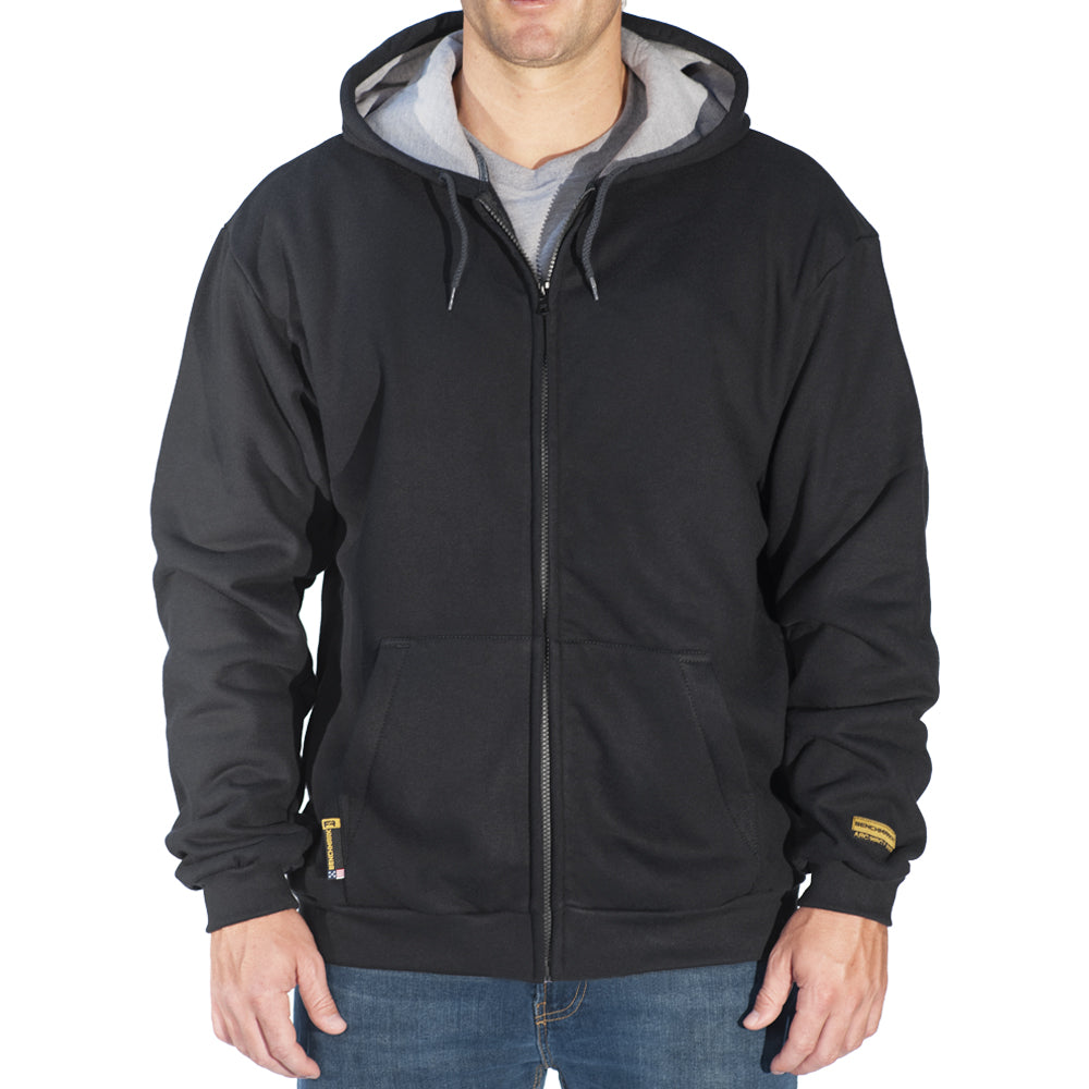 Black Flame Resistant Zip-Up Hooded Sweatshirt
