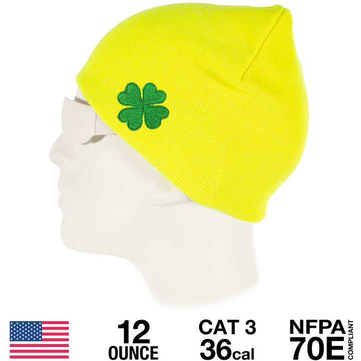 Flame Resistant "Stay Lucky"  HiVis Skull Cap With Shamrock Logo