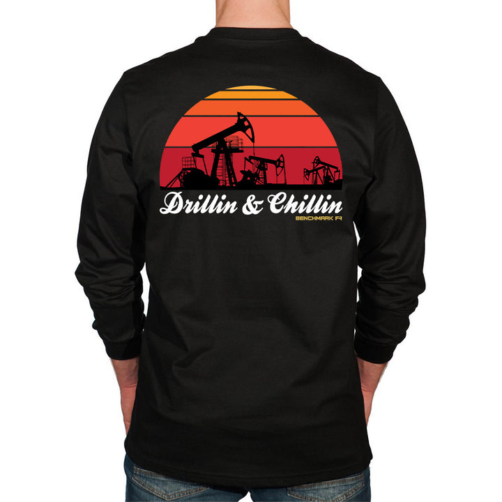 Drllin and Chillin black flame resistant shirt