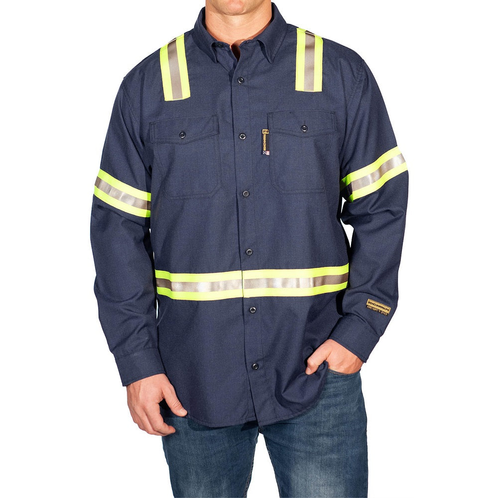 Silver Bullet FR Shirt with YSY Reflective Striping Navy / 5XL Silver Bullet FR Shirt with YSY Reflective Striping Navy / 5XL