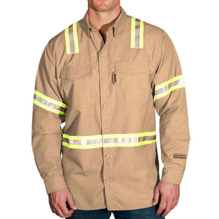 Beige Silver Bullet shirt with Hivis YSY Striping