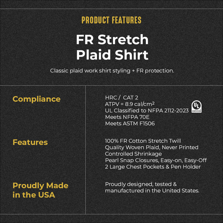 Santana Black and Silver FR Stretch Plaid Shirt