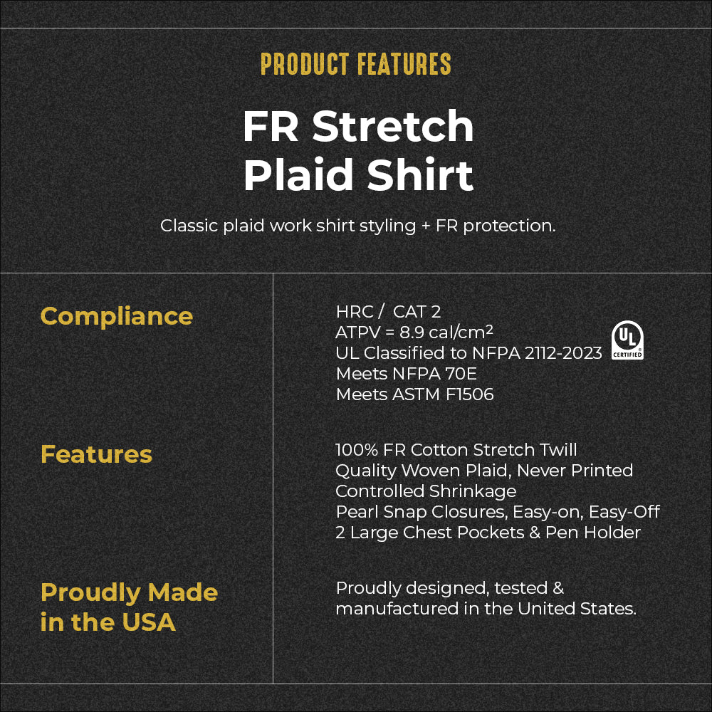 Tailgate Navy Rust FR Stretch Plaid Shirt