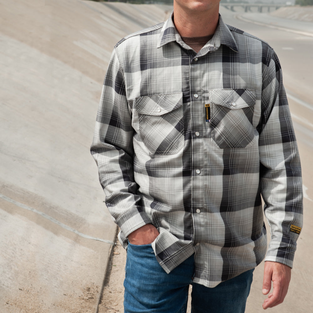 Santana Black and Silver FR Stretch Plaid Shirt – Benchmark FR