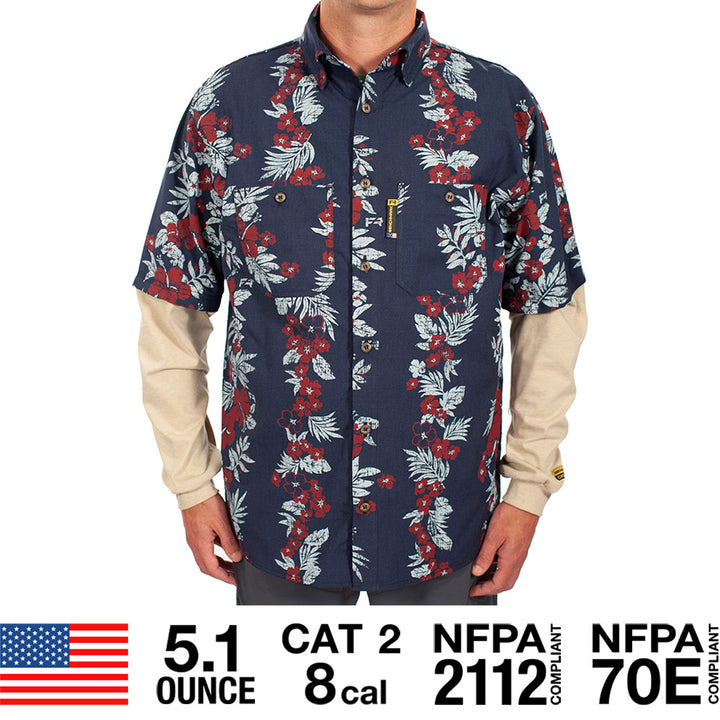 Tropical Vine Navy Hawaiian Shirt