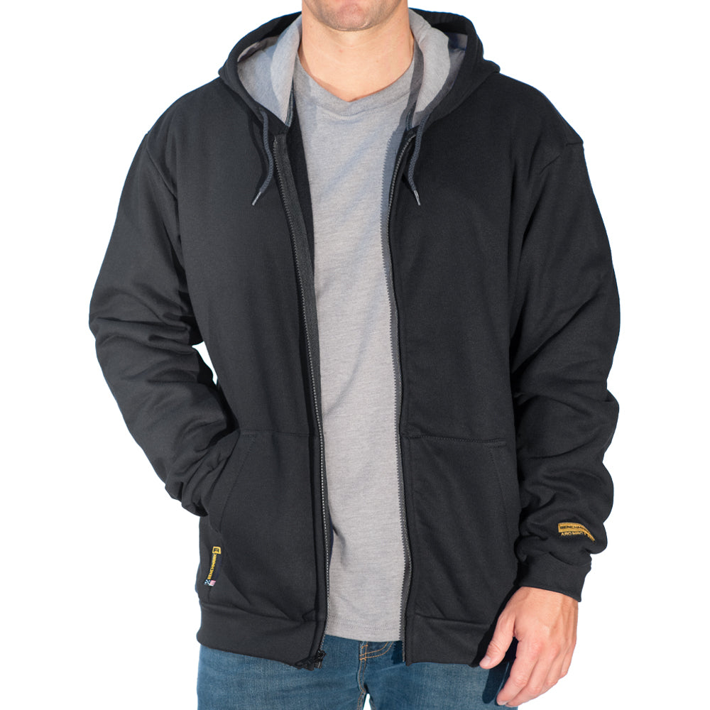 Black Flame Resistant Zip-Up Hooded Sweatshirt