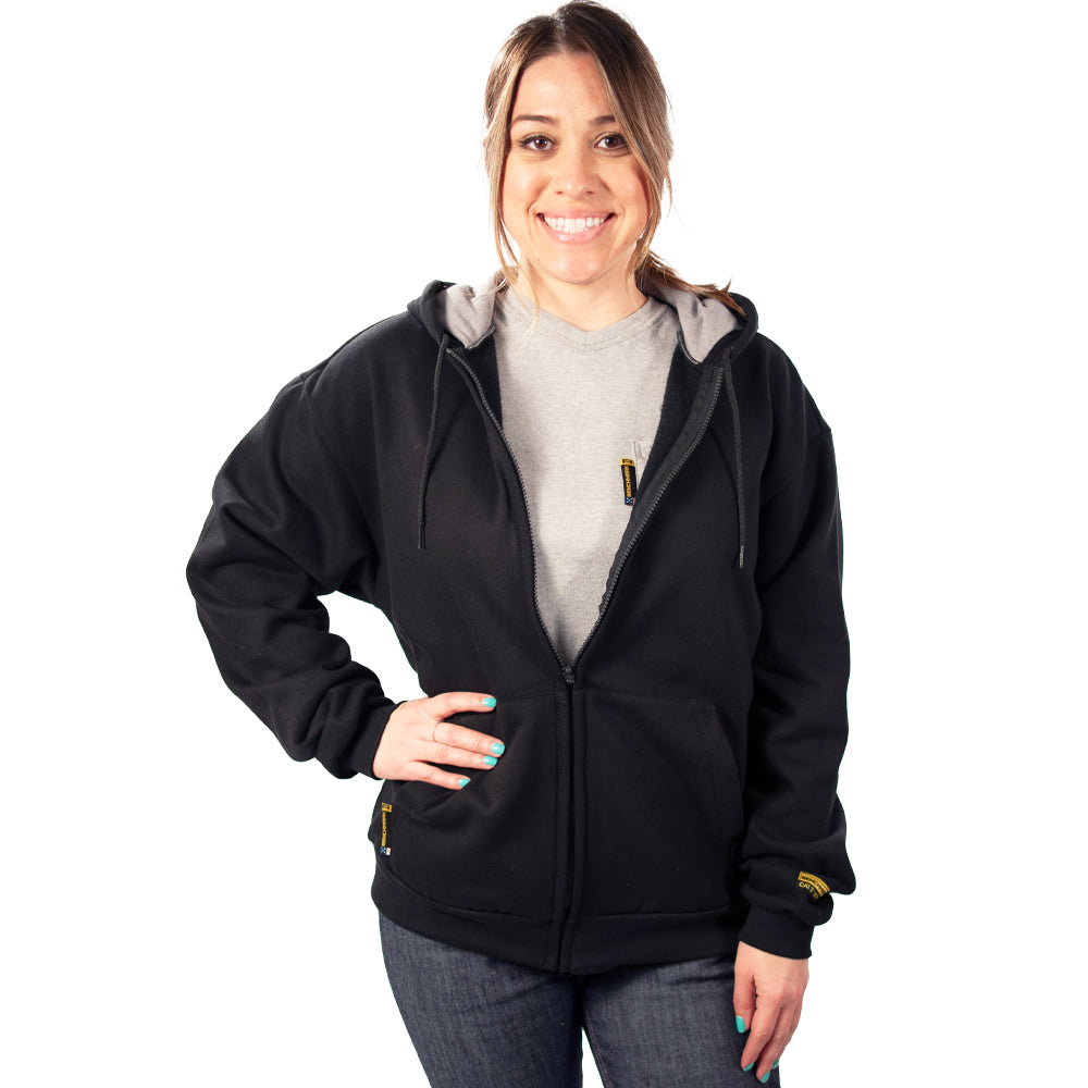 Black Flame Resistant Zip Up Hooded Sweatshirt | FR Hoodies