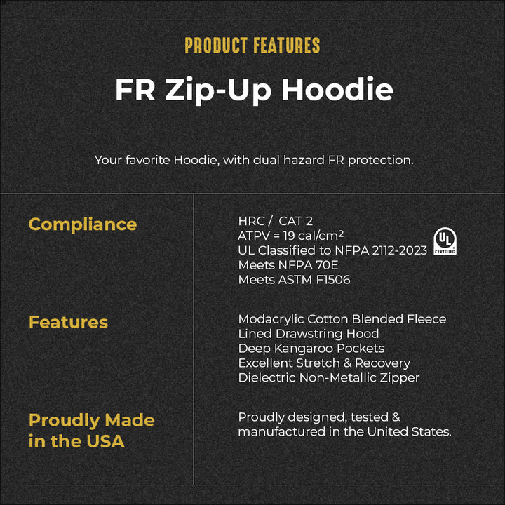 Zip-Up Black FR Hooded Sweatshirt