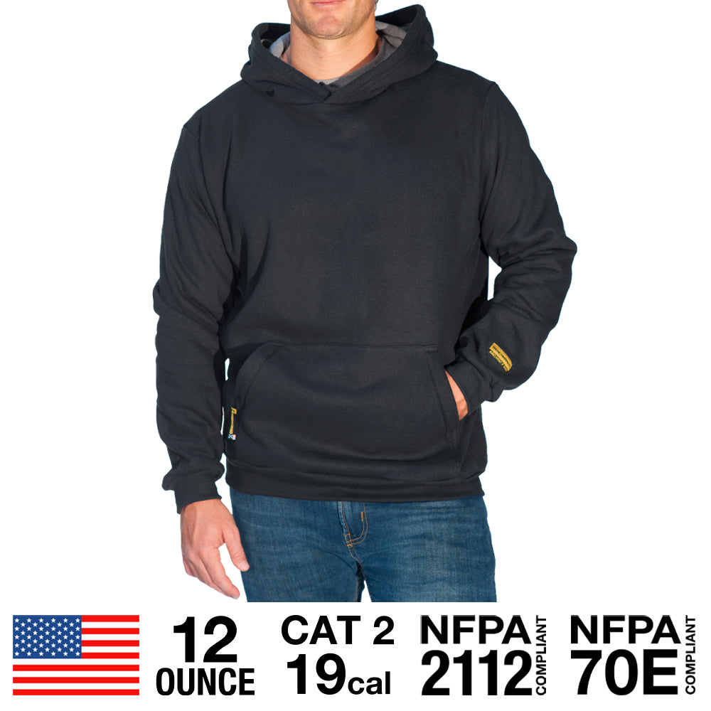 Black FR Hoodie | Flame Resistant Arc Flash Sweatshirts | Benchmark FR