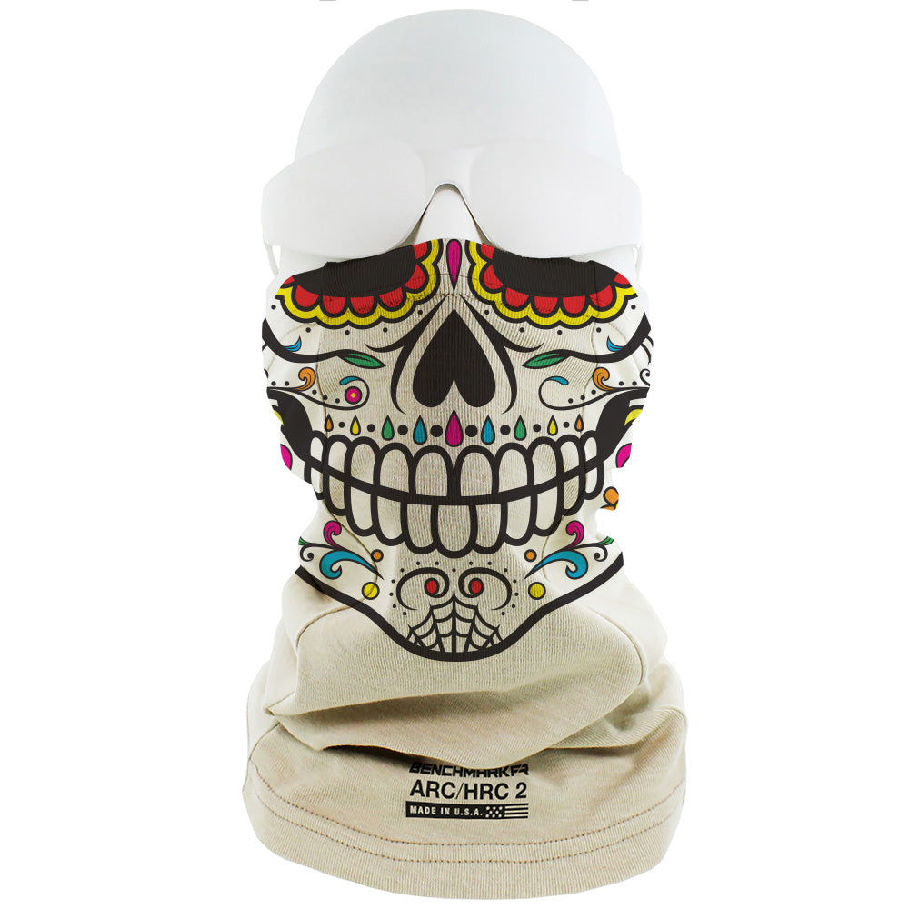 CAT 2 FR Candy Skull Gray Neck Gaiter | Benchmark FR