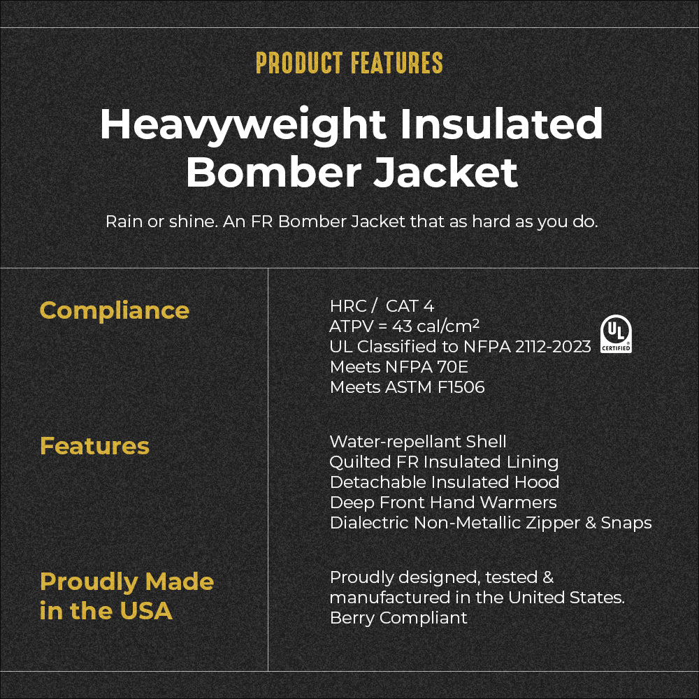 Heavyweight Insulated Bomber Jacket and Removable Hood