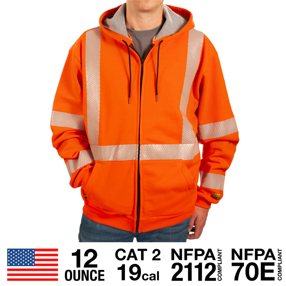 fr thumbnail orange hoodie with zip up striping