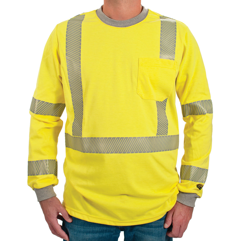 Oro Polartec Hi Visibility Flame Resistant Shirt with Segmented Striping