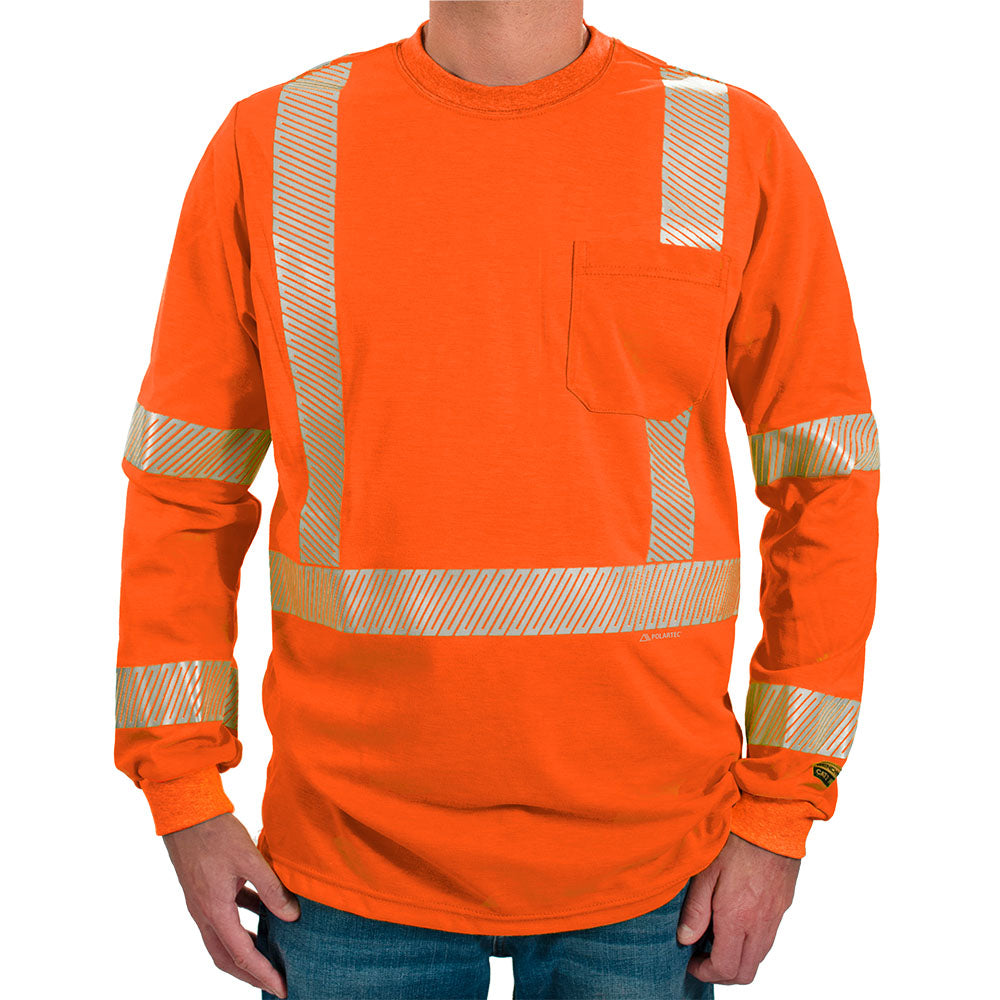 Polartec Hi Visibility Flame Resistant Shirt with Segmented Striping