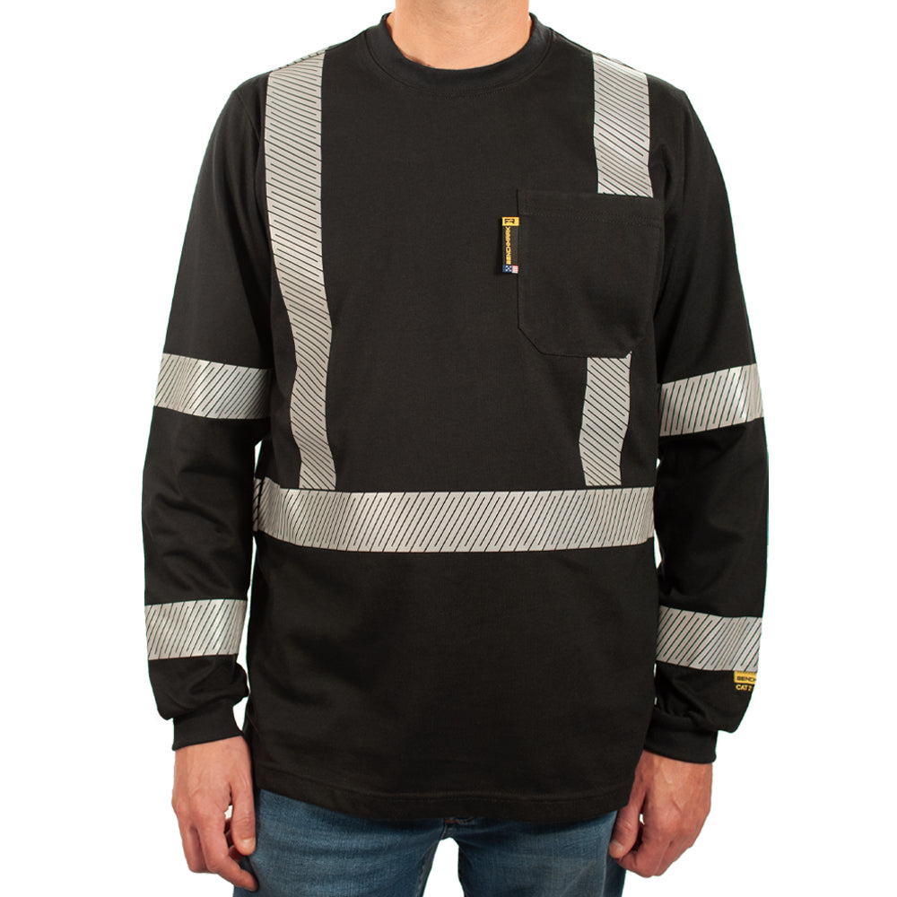 Enhanced Visibility FR Shirt with Silver Striping - X Pattern Back Striping