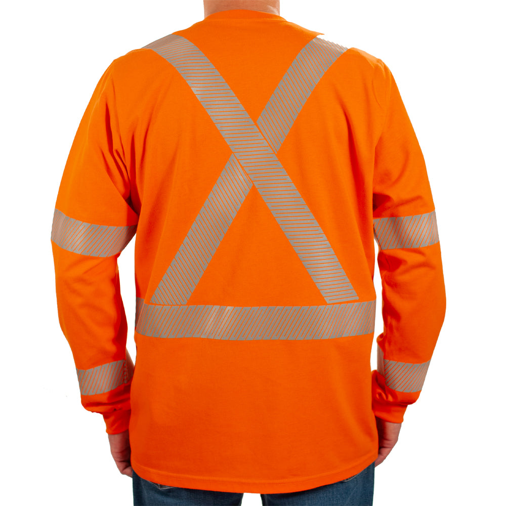 flame resistant orange shirt with reflective striping