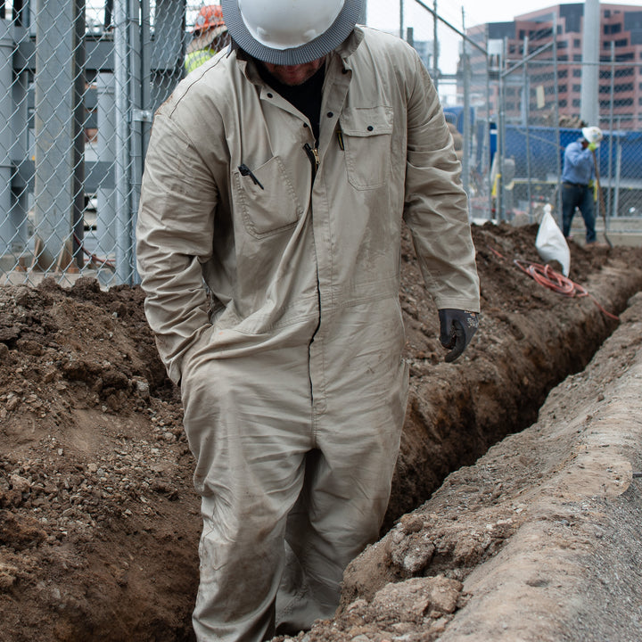 Flame Resistant Featherweight Beige Coveralls