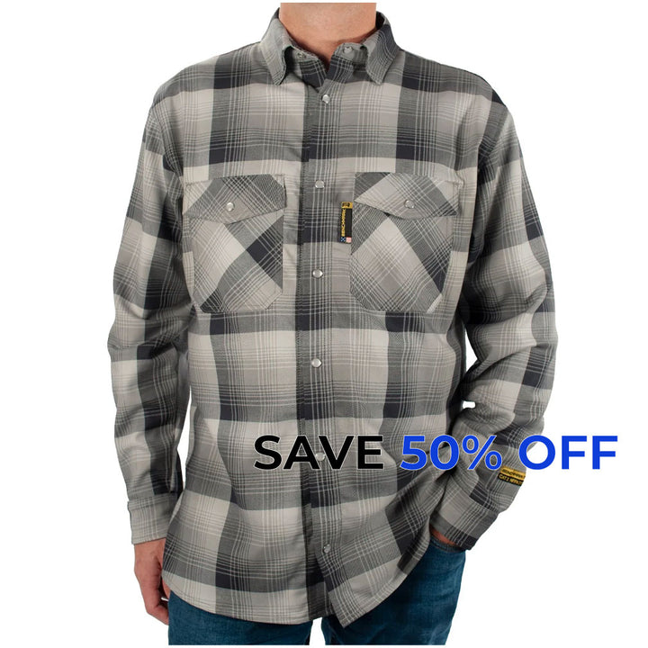 Santana Black and Silver FR Stretch Plaid Shirt
