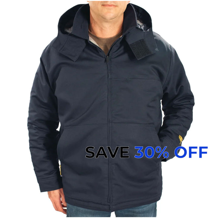 Heavyweight Insulated Bomber Jacket and Removable Hood