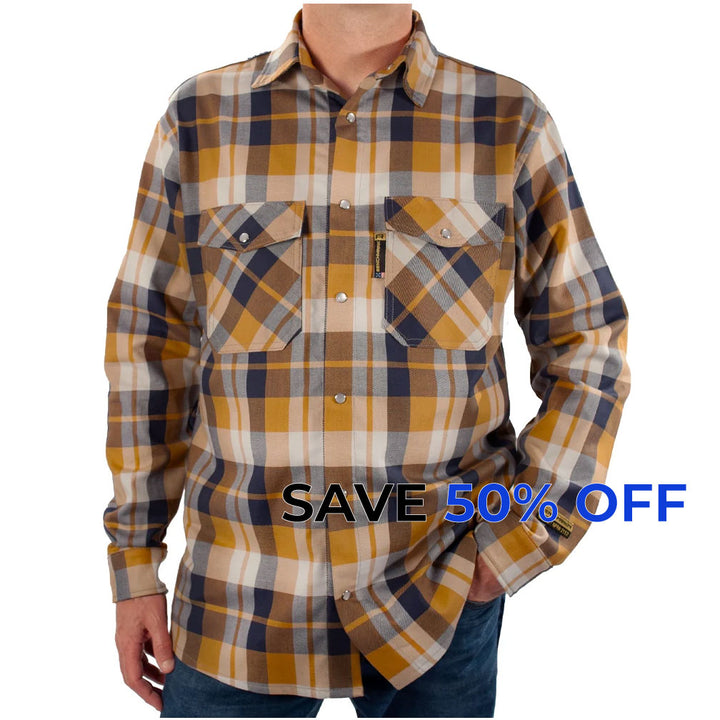 Tailgate Navy Rust FR Stretch Plaid Shirt