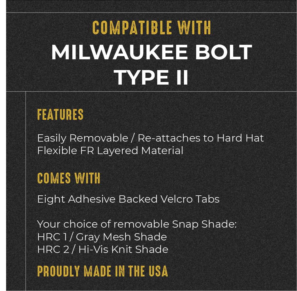 FR Sol Survivor Hard Hat Sunshade - Milwaukee Bolt Type II