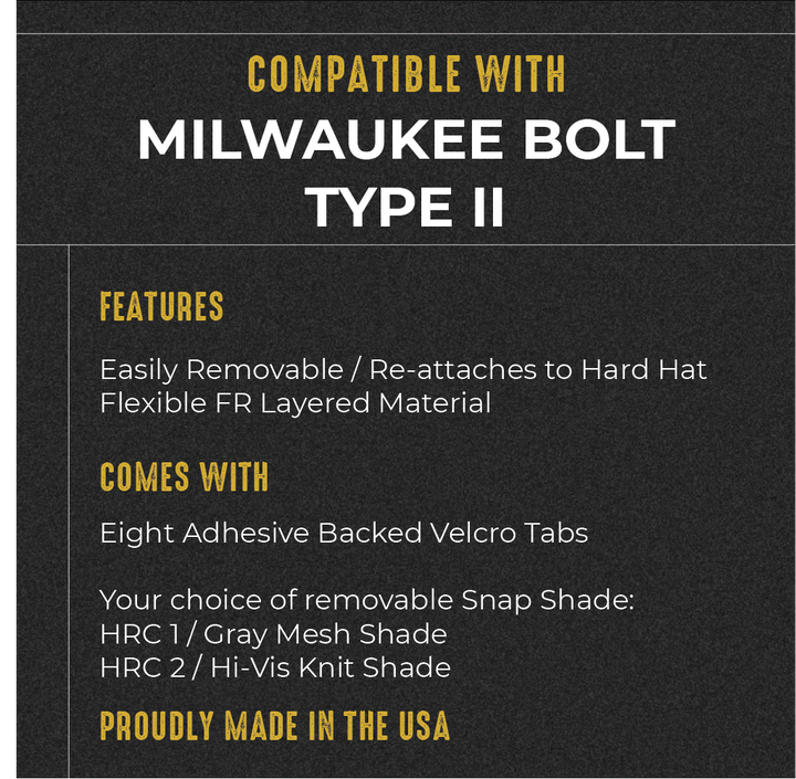 FR Sol Survivor Hard Hat Sunshade - Milwaukee Bolt Type II