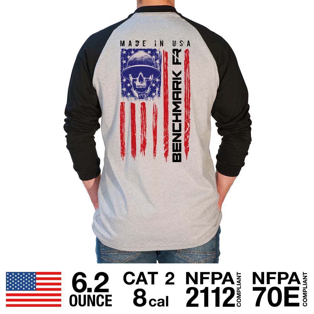 "American Skull" Flame Resistant Baseball T-Shirt