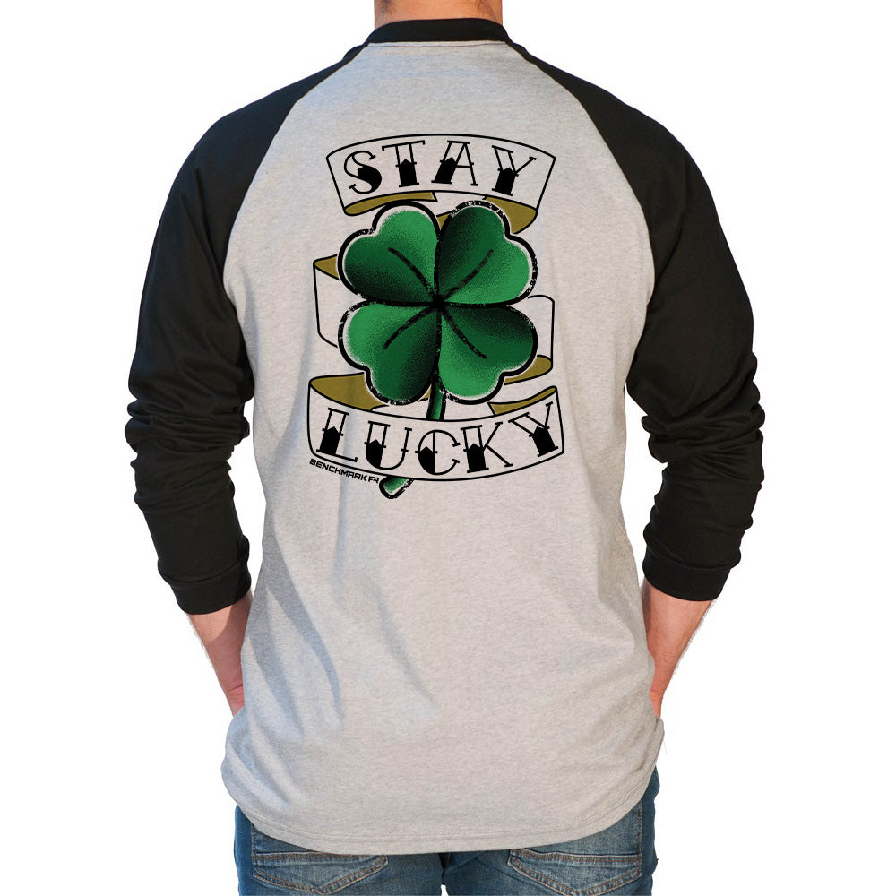 Stay Lucky Raglan Graphic Flame Resistant Baseball T-Shirt