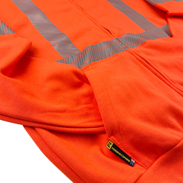 Big and Tall Orange Zip-Up Hoodie with CSA Striping