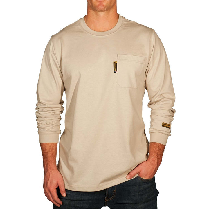 Beige Long Sleeve Flame Resistant T-Shirt