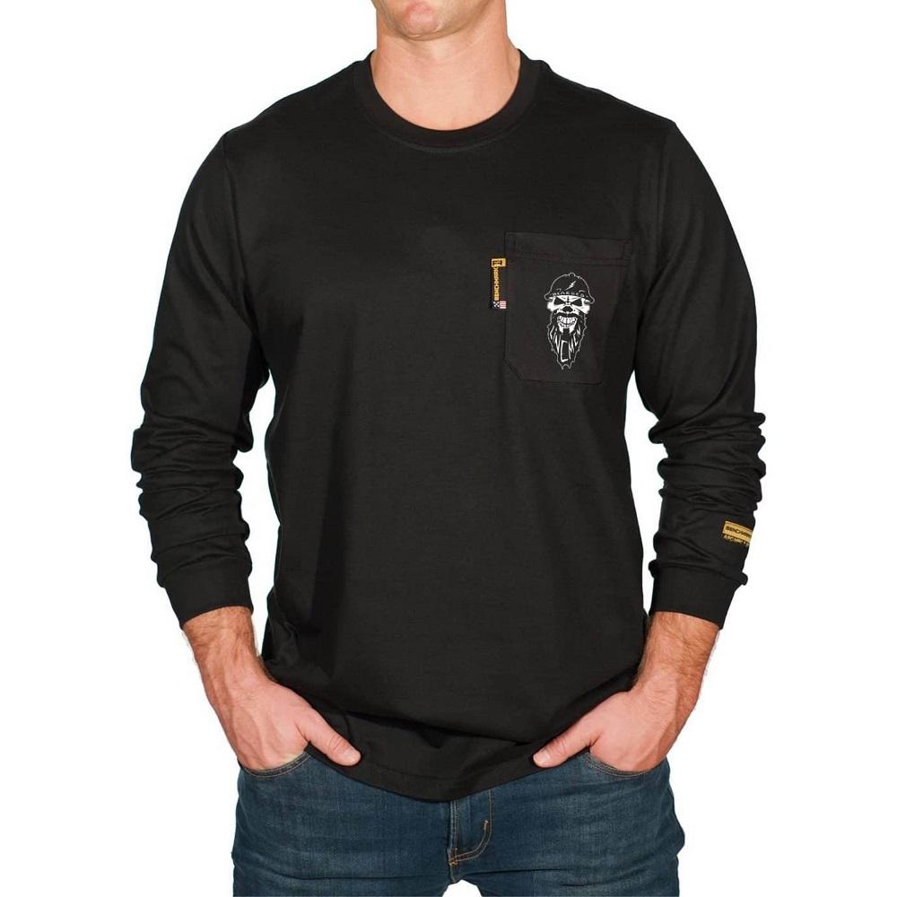 Bearded Lineman Graphic Flame Resistant Long Sleeve Shirt with Front Logo Pocket