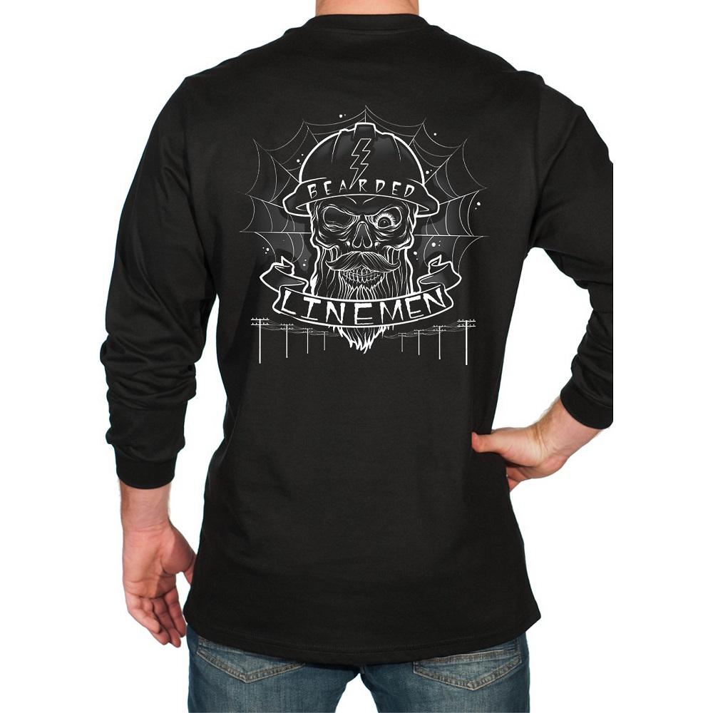 Bearded Lineman Spider Web Graphic Flame Resistant Long Sleeve Shirt