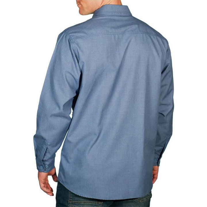 silver bullet flame resistant button up shirt light blue